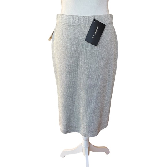 St. John Dresses & Skirts - ST JOHN Knit Pencil Skirt Argento Metallic Sparkle Size 6 NWT